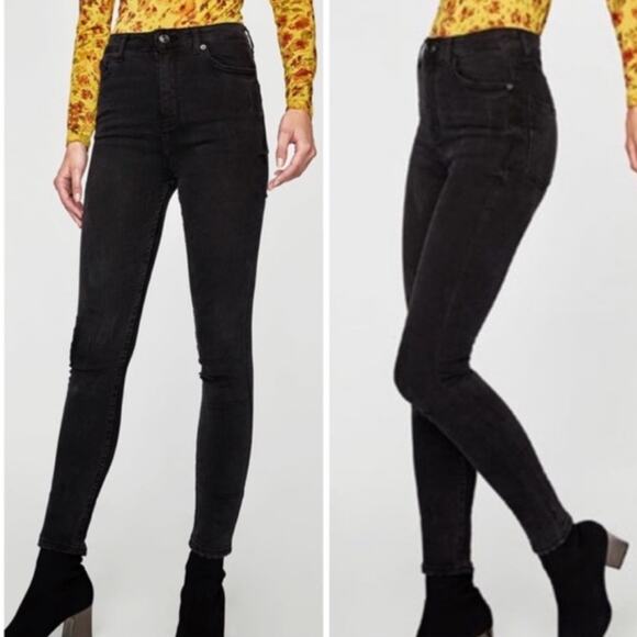 Zara Trafaluc Black Skinny High Rise Jeans Size 2 - Picture 2 of 10